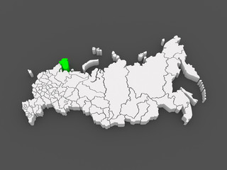 Map of the Russian Federation. Murmansk region.