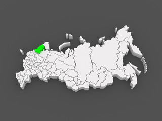 Map of the Russian Federation. Republic of Karelia.
