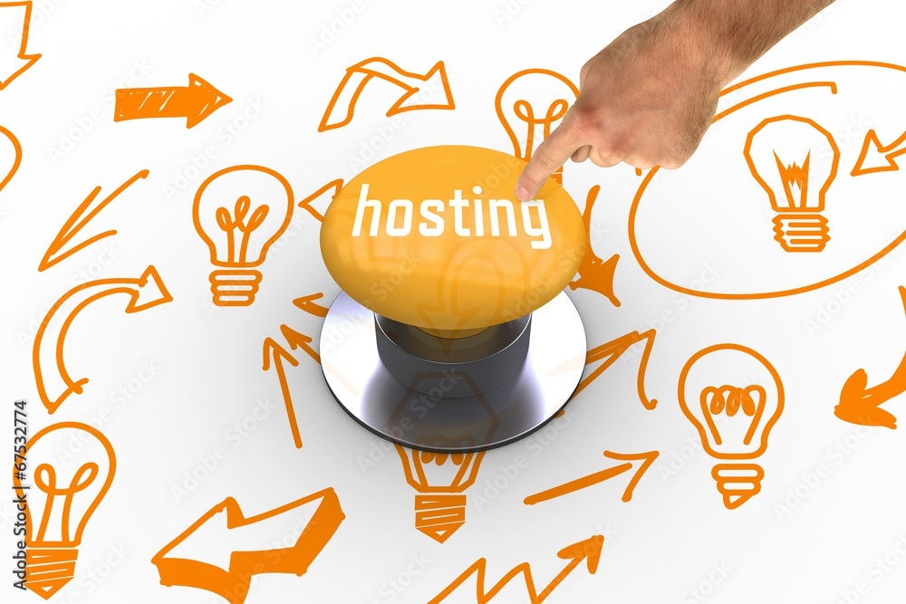 Poster hosting against yellow push button