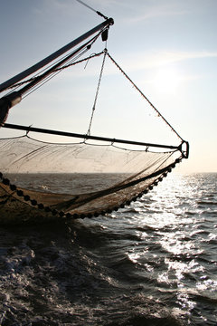 Fangnetze auf dem Krabbenkutter, Nordsee