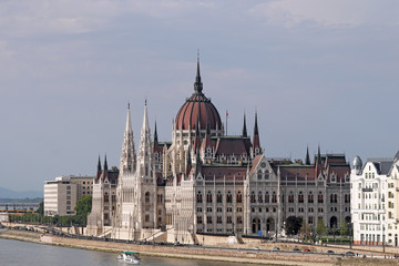 Fototapeta premium Hungarian Parliament building on Danube river Budapest