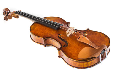 Antique violin isolated on the white background