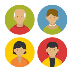 Colorful Peoples Userpics Icons Set in Flat Style. Vector