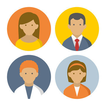 Colorful Peoples Userpics Icons Set in Flat Style. Vector