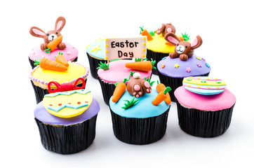 Easter cupcakes isolated white background