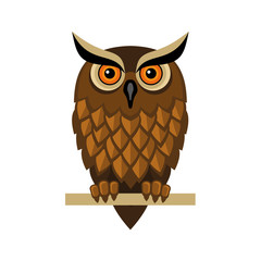 Owl Isolated on White. Vector