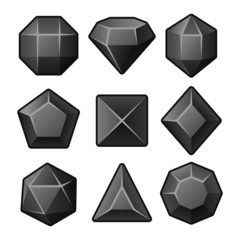 Set of Black Gems for Match3 Games. Vector
