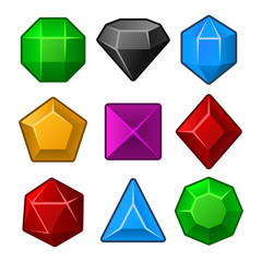 Set of Multicolored Gems for Match3 Games. Vector