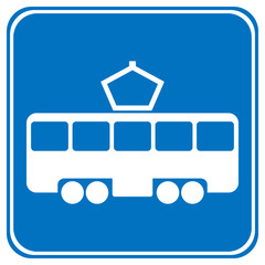 Road sign tram stop