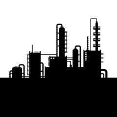Fototapeta na wymiar Oil Refinery Plant and Chemical Factory Silhouette 2. Vector
