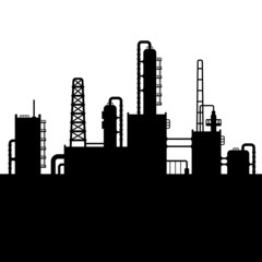 Fototapeta na wymiar Oil Refinery Plant and Chemical Factory Silhouette 5. Vector
