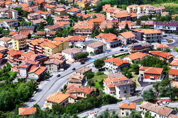 Fototapeta na wymiar A top view of a small Italian town