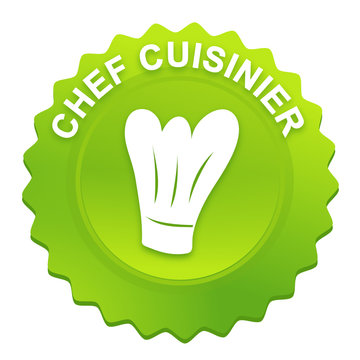 chef cuisinier sur bouton web dent&eacute; vert