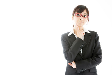 portrait of asian businesswoman on white background