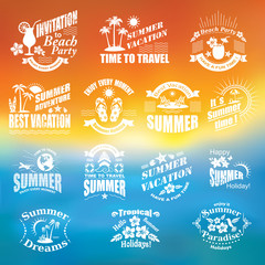 SUMMER design elements .  Travel and vacation labels.