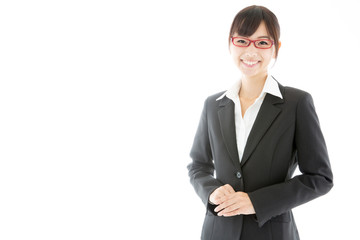 portrait of asian businesswoman on white background