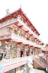 Fototapeta premium Chinese temple in art sculpture for interior background.