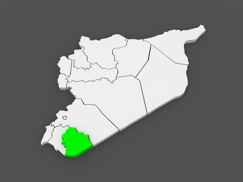 Map of Sweida. Syria.