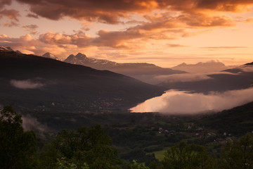 Beautiful Norwegian landscape - midnight sun