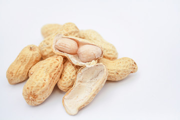 peanut and shell on white background