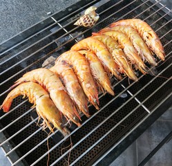 Delicious grilled king prawn