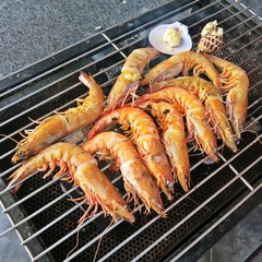 Delicious grilled king prawn
