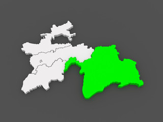 Map of Gorno-Badakhshan. Tajikistan.