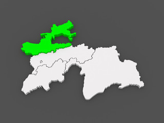 Naklejka premium Map of Sughd region. Tajikistan.