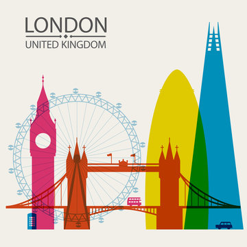 London city skyline silhouette background, vector illustration