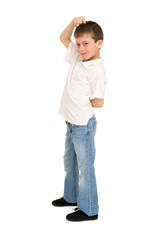 boy posing on white