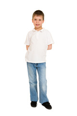 boy posing on white