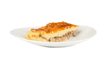 potato pie on a white plate