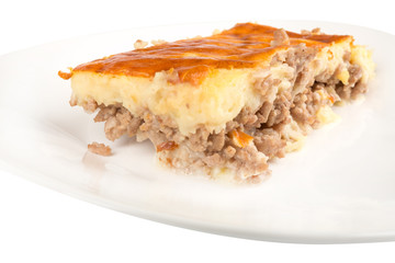 potato pie on a white plate