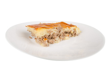 potato pie on a white plate