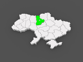Map of Kiev region. Ukraine.
