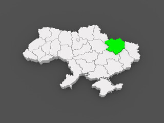 Map of Kharkov region. Ukraine.