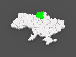 Map of Chernihiv region. Ukraine.