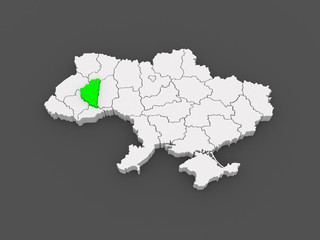 Map of Ternopil region. Ukraine.