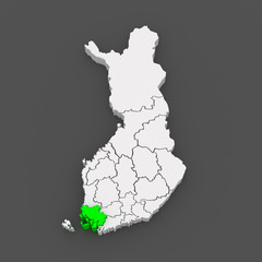 Map of Varsinais-Suomi. Finland. © Tatiana