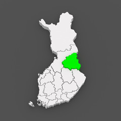 Map of Kainuu. Finland.