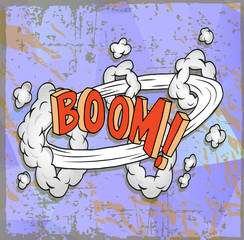 poster with Boom comic strip