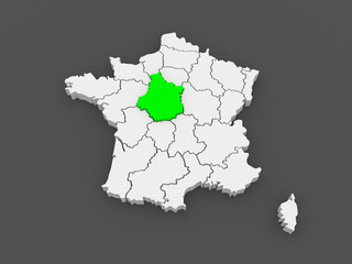 Map of Centre (French region). France.