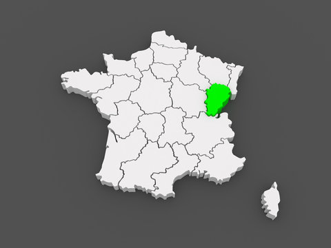 Map of Franche-Comte. France.