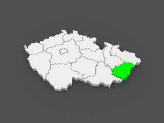 Map of Zlin Region. Czech Republic.