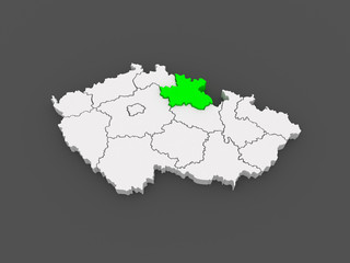 Map of Hradec Kralove Region. Czech Republic.