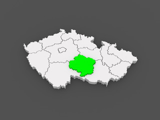 Map of Highlands region. Czech Republic.