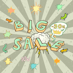 Sale poster with Boom comic strip