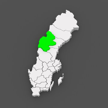 Map of Jamtland. Sweden.