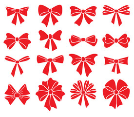 vector collection of red bows on white background - 67547137