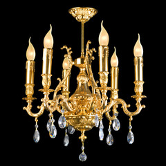 Vintage chandelier isolated on black with clipping path